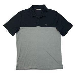 Travis Mathew Polo Shirt Mens XL Extra Large Grey Black Rudds 2.0 Cotton Blend